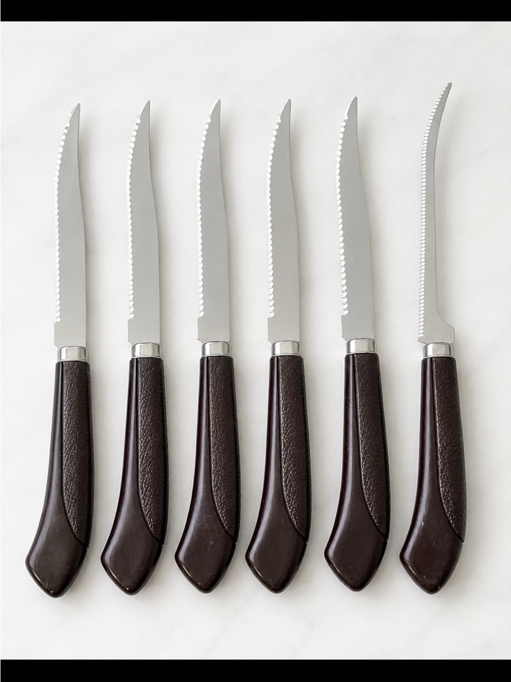 6-Piece Steak Knife Set with Dark Brown Handles